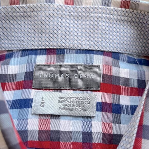 Stunning Thomas Dean Plaid L/S Casual Dress Shirt Like New Condition Size Large - Picture 7 of 9